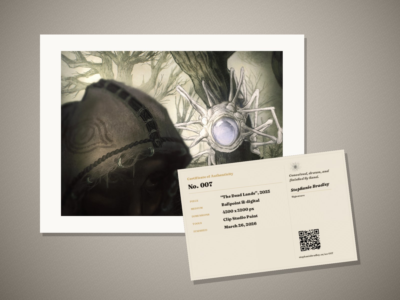 What arrives: the “The Dead Lands” print in its mat, with its signed certificate of authenticity